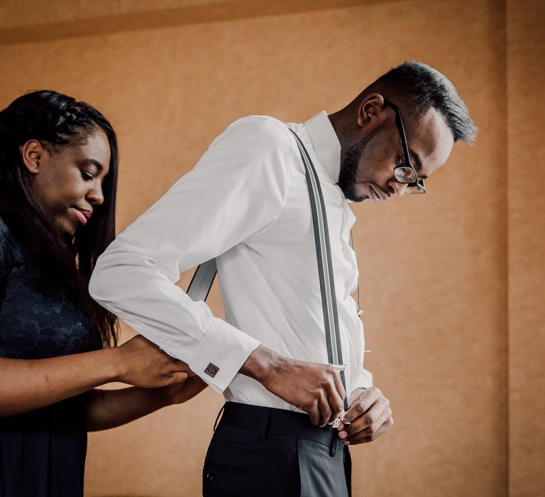 Groom on Bow Tie & Braces | Paul & Nanda Photography