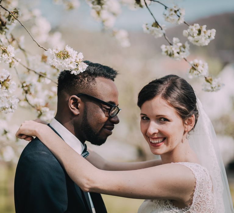 Bride in Lace Wedding Dress | Groom in Bow Tie & Braces | Paul & Nanda Photography