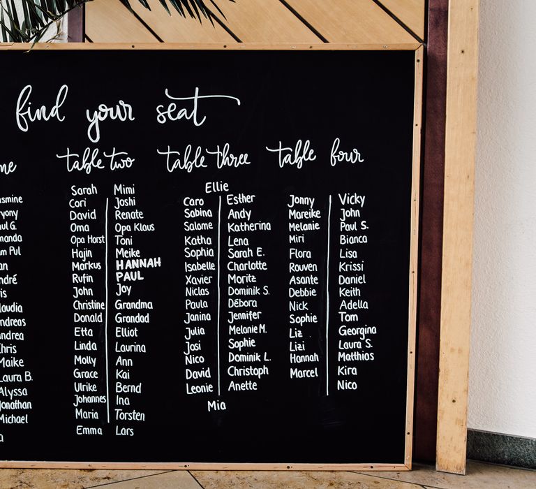 Blackboard Table Plan | Paul & Nanda Photography