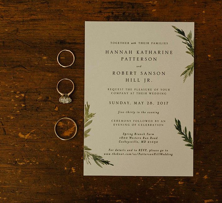 Elegant Foliage Print Stationery For Wedding