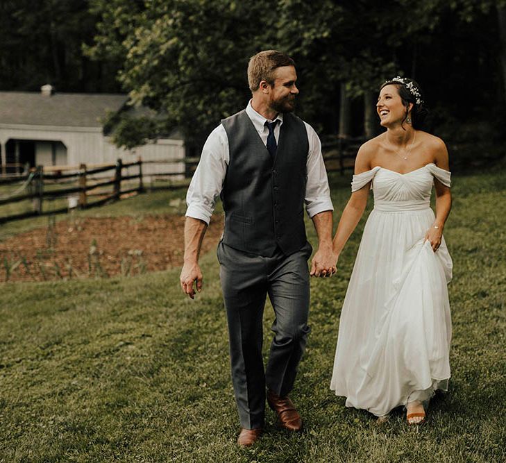 Jenny Yoo Bride For An Outdoor Farm Wedding In Maryland USA With Bridesmaids In Mismatched Dresses & Images From Erin Krespan