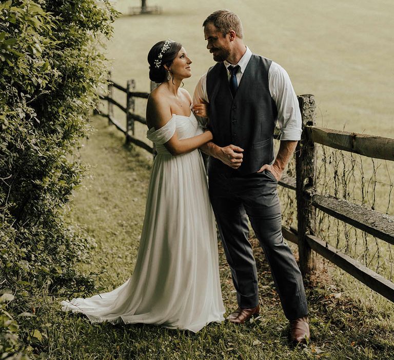 Jenny Yoo Bride For An Outdoor Farm Wedding In Maryland USA With Bridesmaids In Mismatched Dresses & Images From Erin Krespan