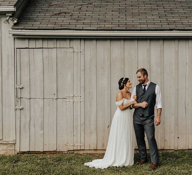 Jenny Yoo Bride For An Outdoor Farm Wedding In Maryland USA With Bridesmaids In Mismatched Dresses & Images From Erin Krespan