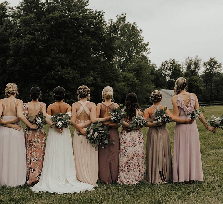 Jenny Yoo Bride For An Outdoor Farm Wedding In Maryland USA With Bridesmaids In Mismatched Dresses & Images From Erin Krespan