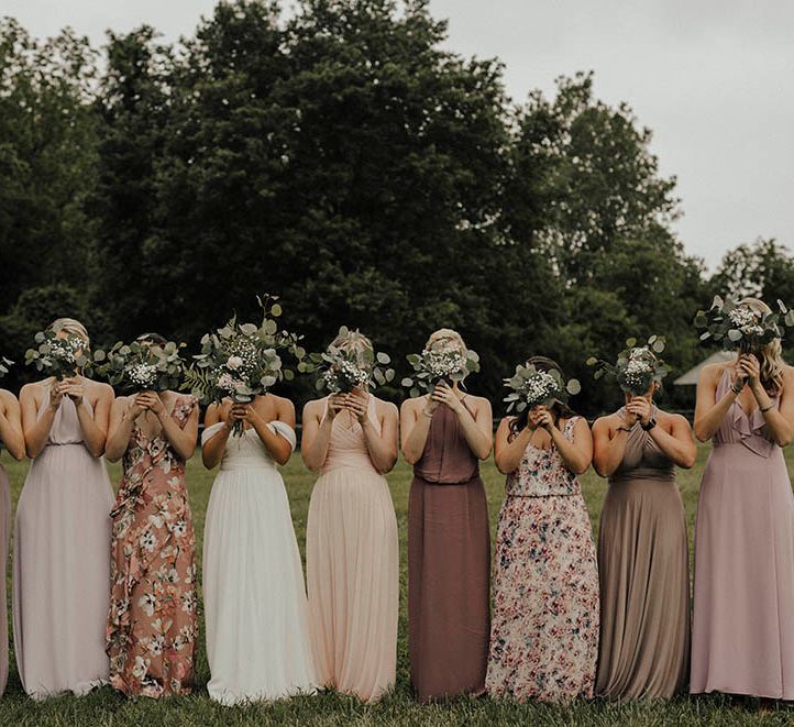 Jenny Yoo Bride For An Outdoor Farm Wedding In Maryland USA With Bridesmaids In Mismatched Dresses & Images From Erin Krespan