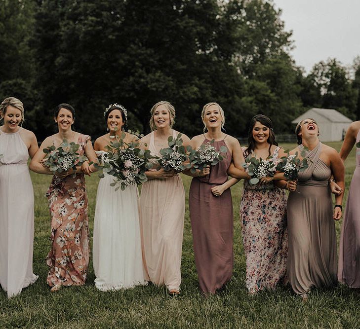 Jenny Yoo Bride For An Outdoor Farm Wedding In Maryland USA With Bridesmaids In Mismatched Dresses & Images From Erin Krespan