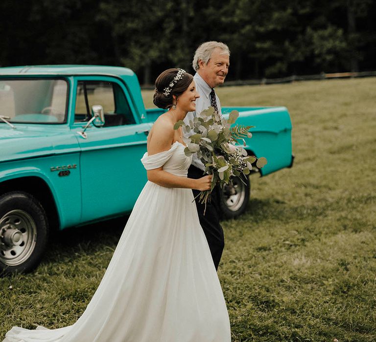 Jenny Yoo Bride For An Outdoor Farm Wedding In Maryland USA With Bridesmaids In Mismatched Dresses & Images From Erin Krespan