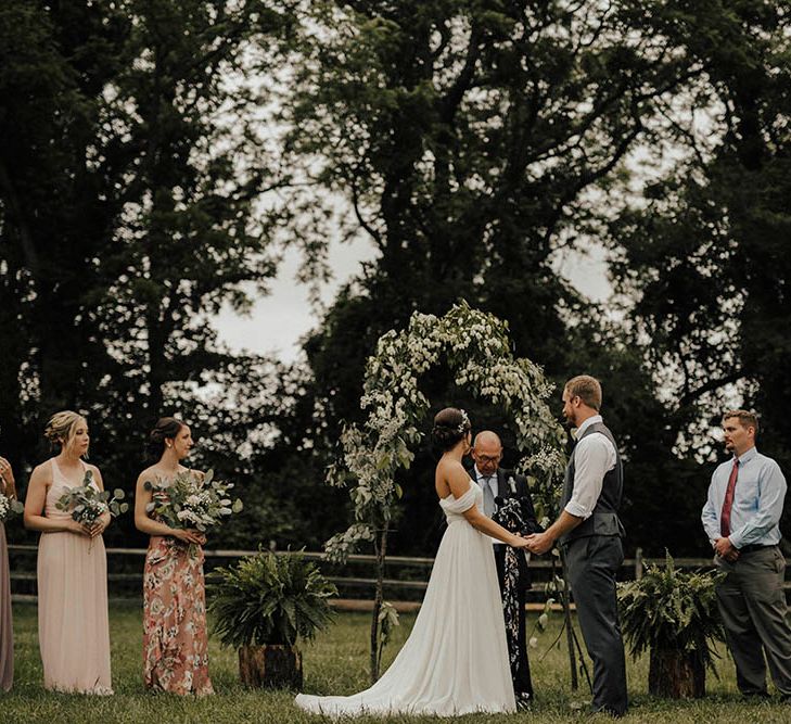 Jenny Yoo Bride For An Outdoor Farm Wedding In Maryland USA With Bridesmaids In Mismatched Dresses & Images From Erin Krespan