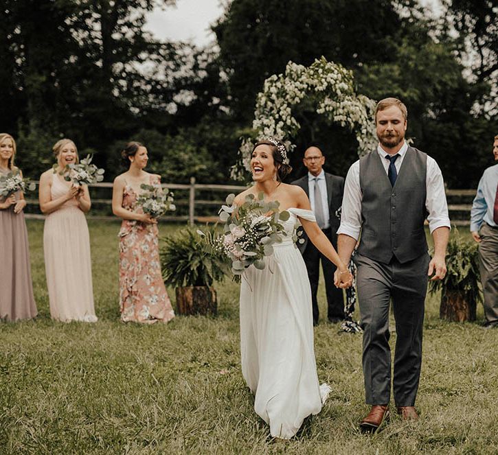 Jenny Yoo Bride For An Outdoor Farm Wedding In Maryland USA With Bridesmaids In Mismatched Dresses & Images From Erin Krespan