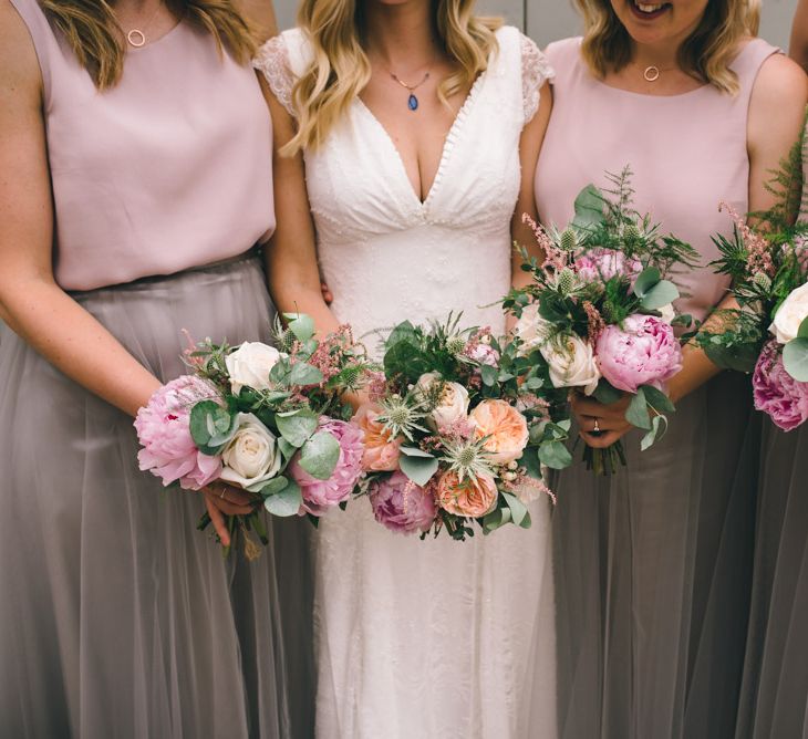 Pink Peony & Peach David Austin Rose Bouquets by Matt Brown Photography