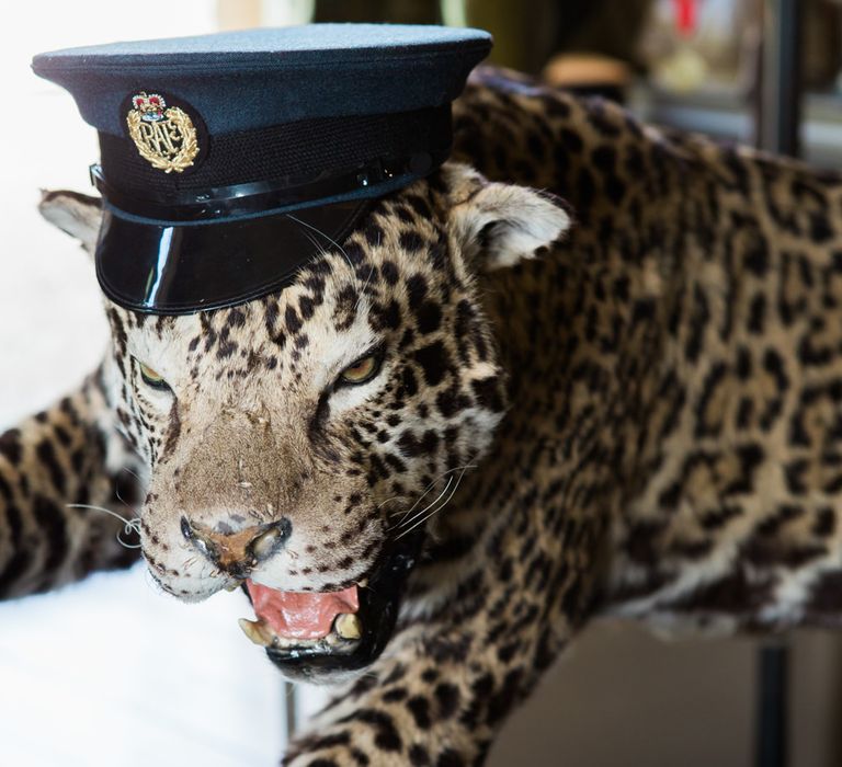 Leopard with Hat | Elegant Blush Pink & White Wedding at Aynhoe Park in Oxfordshire | Lucy Davenport Photography