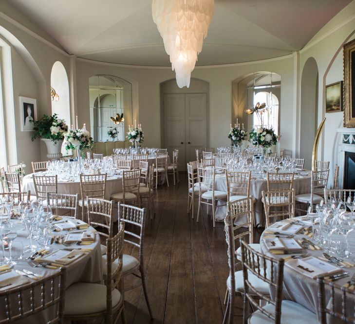 Reception | Wedding Breakfast | Elegant Blush Pink & White Wedding at Aynhoe Park in Oxfordshire | Lucy Davenport Photography