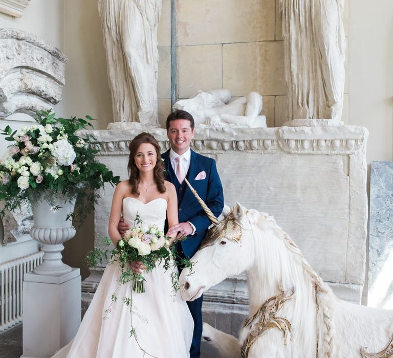 Bride in Sarah Bussey from Ivory & Co. Gown | Elegant Blush Pink & White Wedding at Aynhoe Park in Oxfordshire | Lucy Davenport Photography