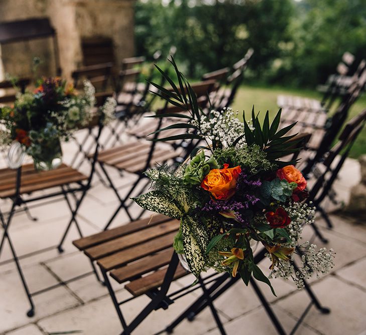 Greenery & Orange Chair Back Decor