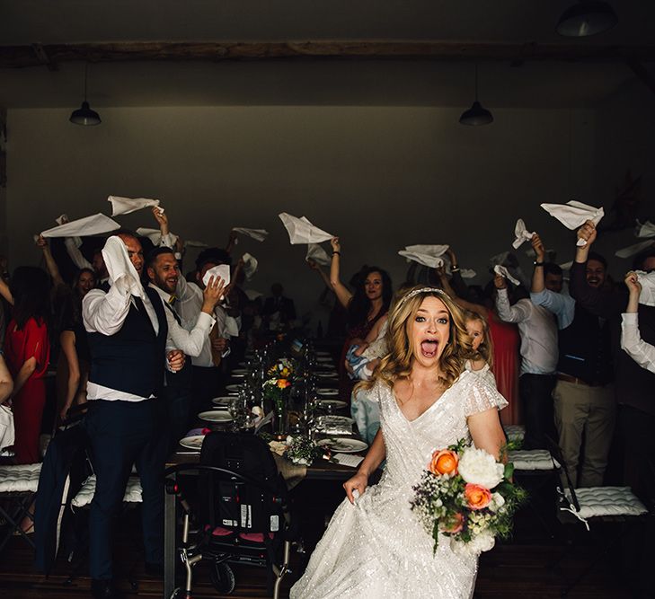 Bride in Eliza Jane Howell Gown Wedding Breakfast