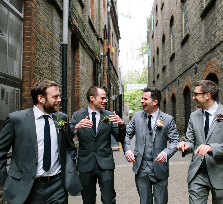 Groomsmen in Grey Suits | Stylish Hackney Town Hall Wedding | Camilla Arnhold Photography | This Modern Revelry Film