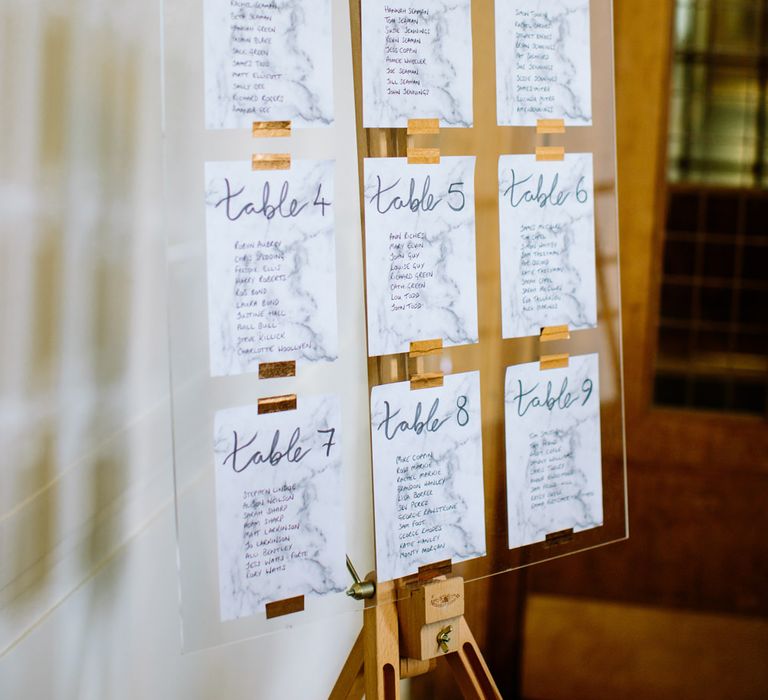 Perspex & Grey Table Plan | Stylish Hackney Town Hall Wedding | Camilla Arnhold Photography | This Modern Revelry Film