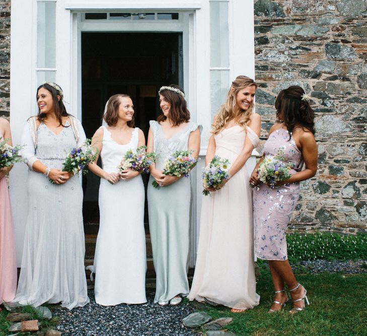 Rime Arodaky Bride For A Rustic Wild Flower Filled Wedding at Anran Devon With Mismatched Bridesmaids Dresses & Images From A Thing Like That Photography