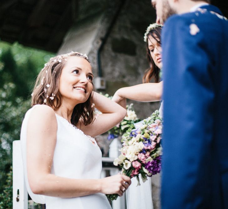 Rime Arodaky Bride For A Rustic Wild Flower Filled Wedding at Anran Devon With Mismatched Bridesmaids Dresses & Images From A Thing Like That Photography