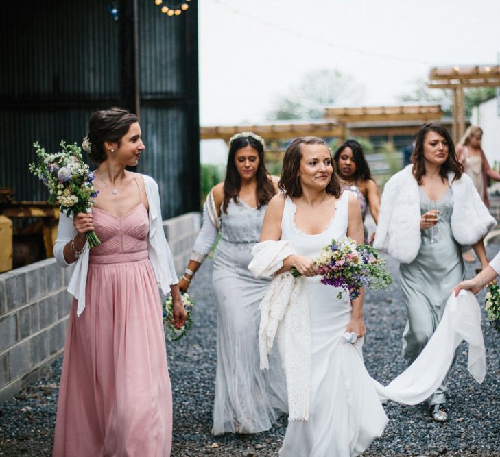 Rime Arodaky Bride For A Rustic Wild Flower Filled Wedding at Anran Devon With Mismatched Bridesmaids Dresses & Images From A Thing Like That Photography