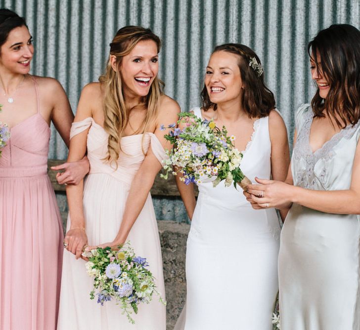 Rime Arodaky Bride For A Rustic Wild Flower Filled Wedding at Anran Devon With Mismatched Bridesmaids Dresses & Images From A Thing Like That Photography