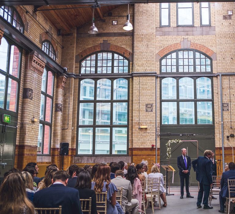 Wedding Ceremony | Groom in Navy Suit | Contemporary City Wedding at People's History Museum & Hope Mill Theatre, Manchester Planned by Alternative Weddings MCR | Babb Photography