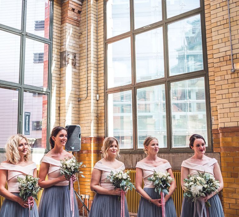 Wedding Ceremony | Bridesmaids in Separates | Contemporary City Wedding at People's History Museum & Hope Mill Theatre, Manchester Planned by Alternative Weddings MCR | Babb Photography