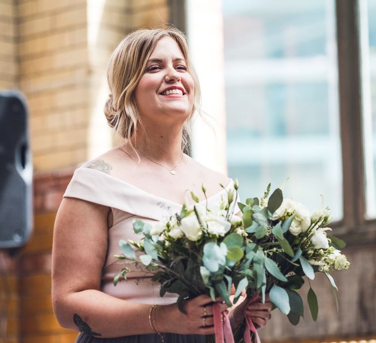 Wedding Ceremony | Bridesmaid | Contemporary City Wedding at People's History Museum & Hope Mill Theatre, Manchester Planned by Alternative Weddings MCR | Babb Photography