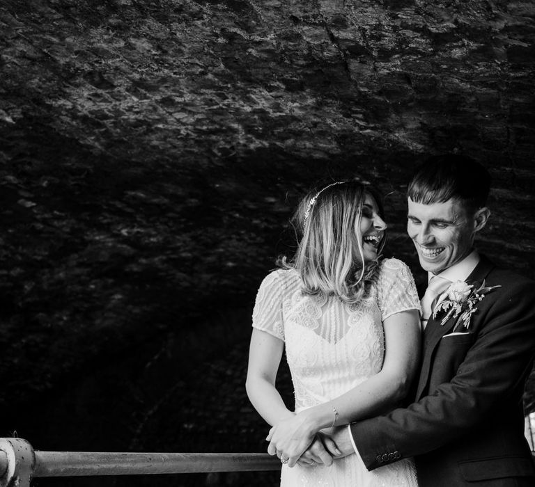 Bride in Lenora Watters Gown | Groom in Navy Suit | Contemporary City Wedding at People's History Museum & Hope Mill Theatre, Manchester Planned by Alternative Weddings MCR | Babb Photography