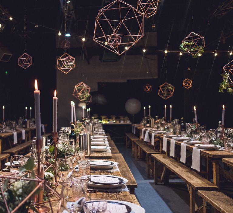 Copper & Geometric Wedding Decor | Contemporary City Wedding at People's History Museum & Hope Mill Theatre, Manchester Planned by Alternative Weddings MCR | Babb Photography