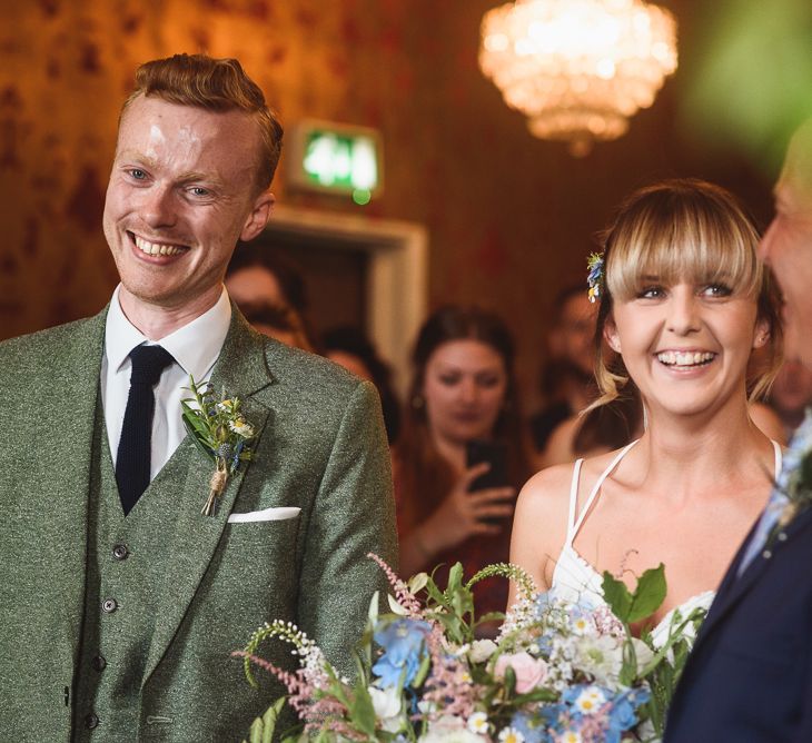 Greenery Filled Wedding At The Bell Ticehurst With Bride In Willowby By Watters Gown & Groom In Green Checked Suit With Images From Jackson & Co Photography