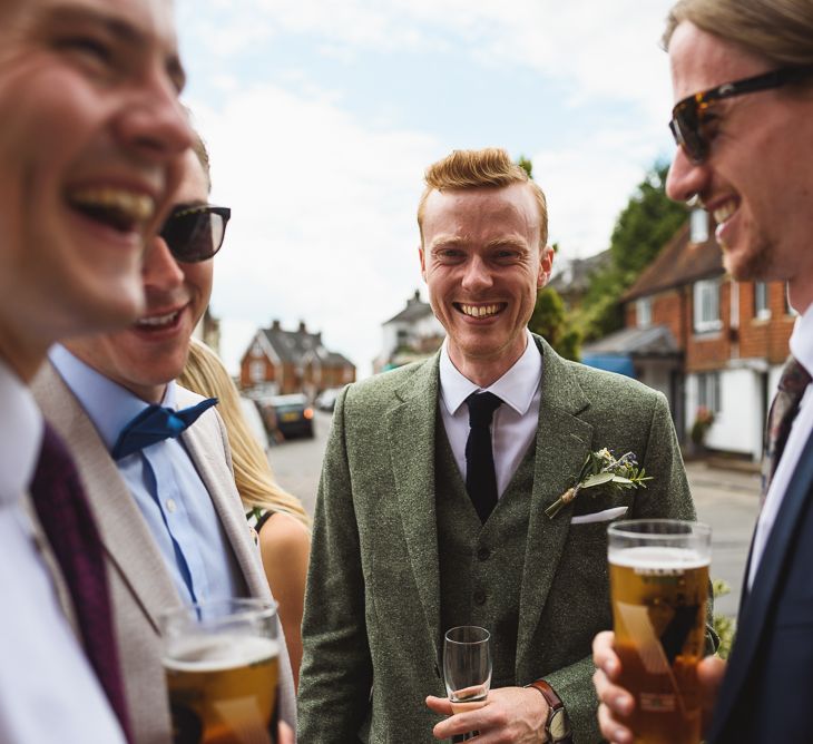 Greenery Filled Wedding At The Bell Ticehurst With Bride In Willowby By Watters Gown & Groom In Green Checked Suit With Images From Jackson & Co Photography