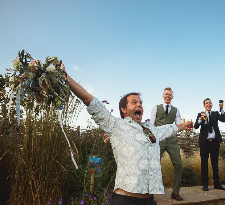 Greenery Filled Wedding At The Bell Ticehurst With Bride In Willowby By Watters Gown & Groom In Green Checked Suit With Images From Jackson & Co Photography