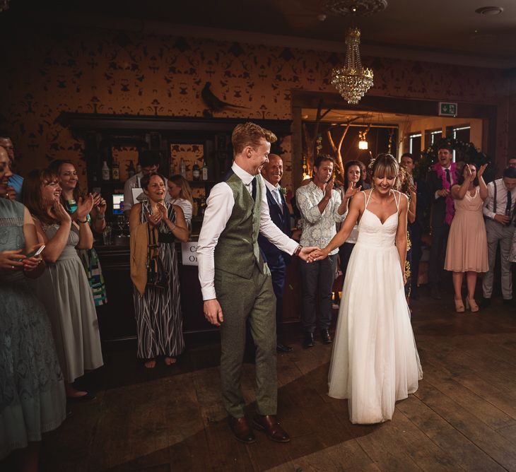 Greenery Filled Wedding At The Bell Ticehurst With Bride In Willowby By Watters Gown & Groom In Green Checked Suit With Images From Jackson & Co Photography