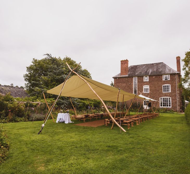 Outdoor Ceremony For A Rustic Wedding At Dewsall Court Herefordshire