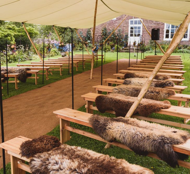 Outdoor Ceremony For A Rustic Wedding At Dewsall Court Herefordshire