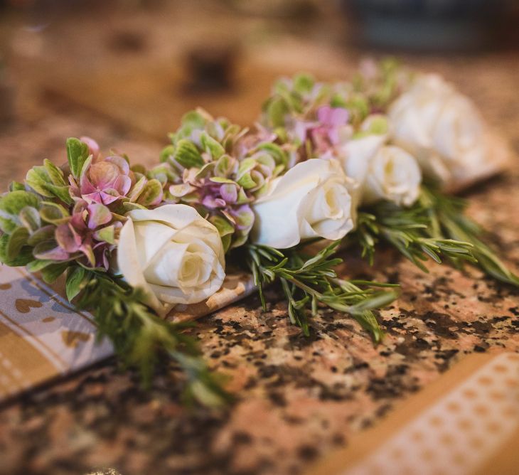 Rustic Buttonholes For Groom & Groomsmen