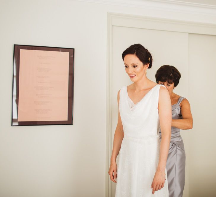 Bride Getting Ready in Rembo 'Clara' Wedding Dress