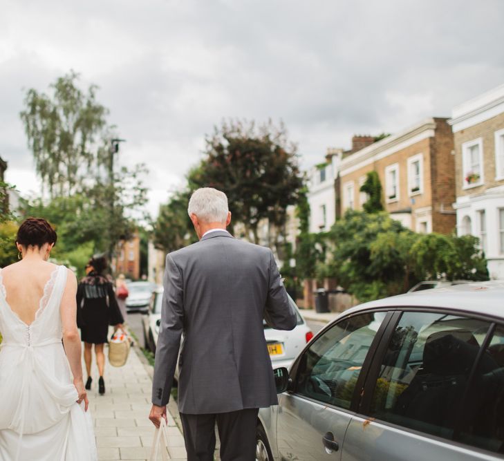 Bride in Rembo 'Clara' Wedding Dress