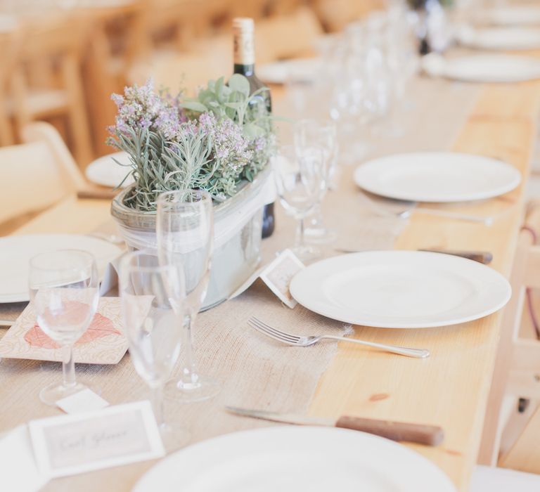 Rustic Table Settings & Flowers For Tipi Wedding