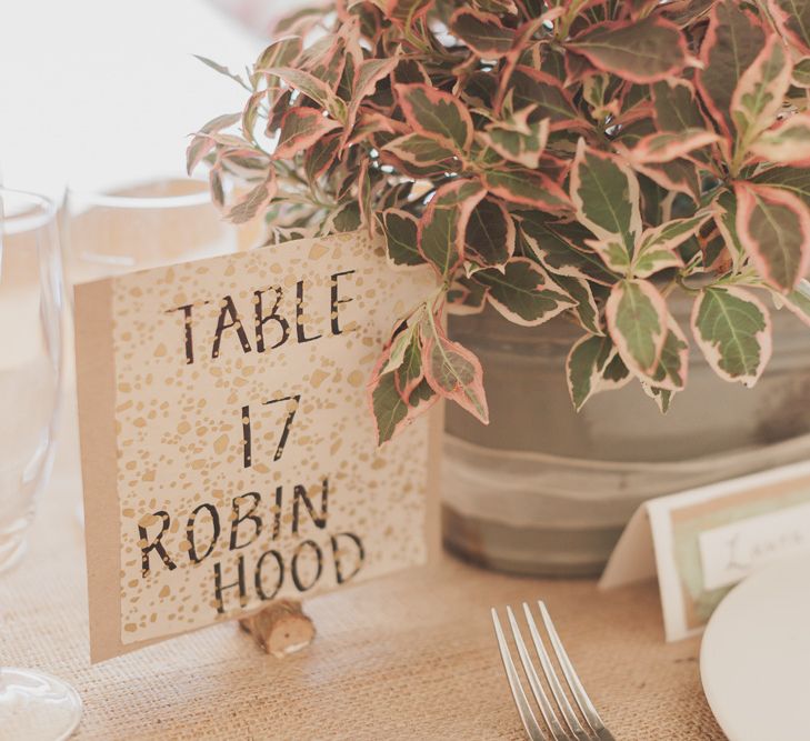 Rustic Table Settings & Flowers For Tipi Wedding