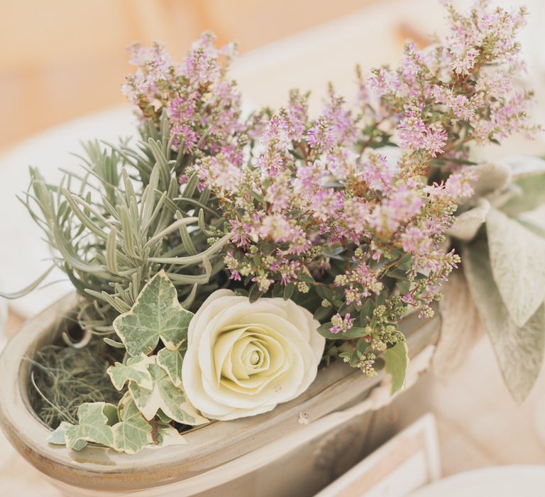 Rustic Table Settings & Flowers For Tipi Wedding