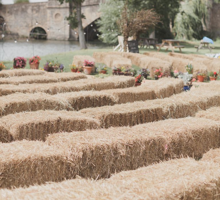 Haybale Seating For Outdoor Ceremony