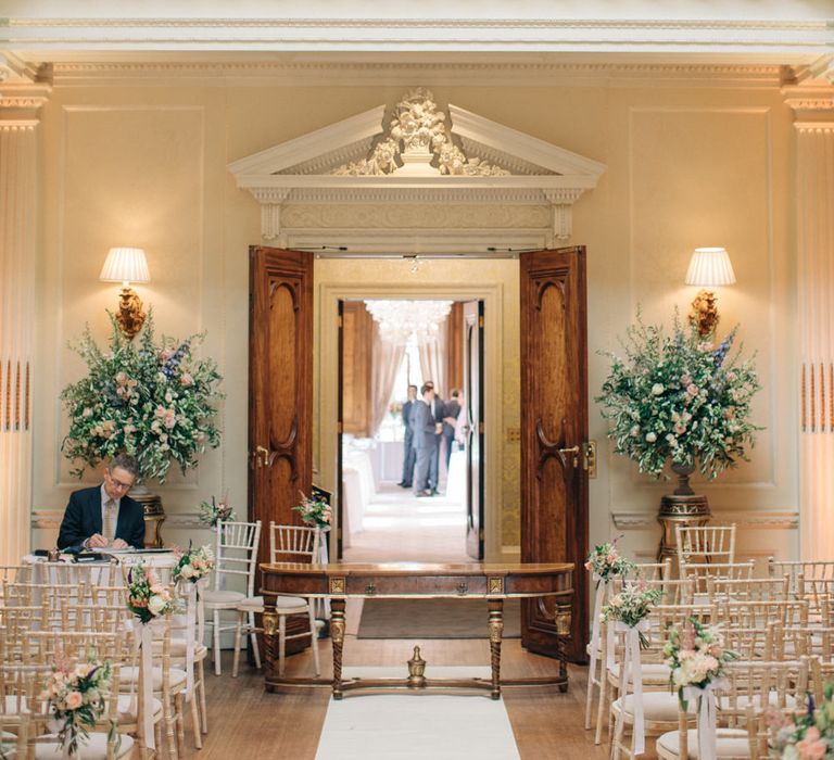 Aisle & Altar Wedding Decor | Elegant, Pastel Wedding at Hedsor House, Buckinghamshire | M & J Photography | Shoot It Yourself Films