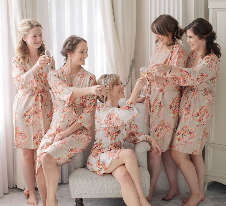 Wedding Morning Bridal Preparations with Matching Robes | Elegant, Pastel Wedding at Hedsor House, Buckinghamshire | M & J Photography | Shoot It Yourself Films