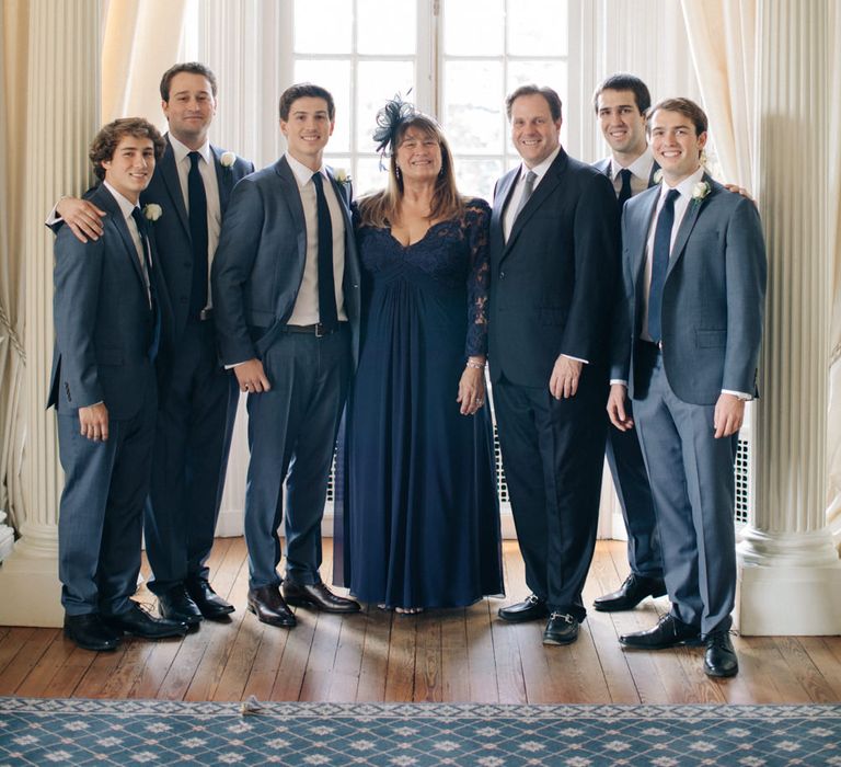 Groomsmen in Navy J. Crew Suits | Elegant, Pastel Wedding at Hedsor House, Buckinghamshire | M & J Photography | Shoot It Yourself Films