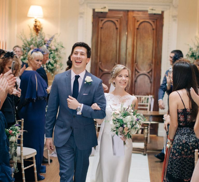 Wedding Ceremony | Bride in Pronovias Gown | Groom in Navy J.Crew Suit | Elegant, Pastel Wedding at Hedsor House, Buckinghamshire | M & J Photography | Shoot It Yourself Films