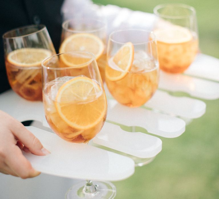 Aperol Spritz Drinks Reception | Elegant, Pastel Wedding at Hedsor House, Buckinghamshire | M & J Photography | Shoot It Yourself Films