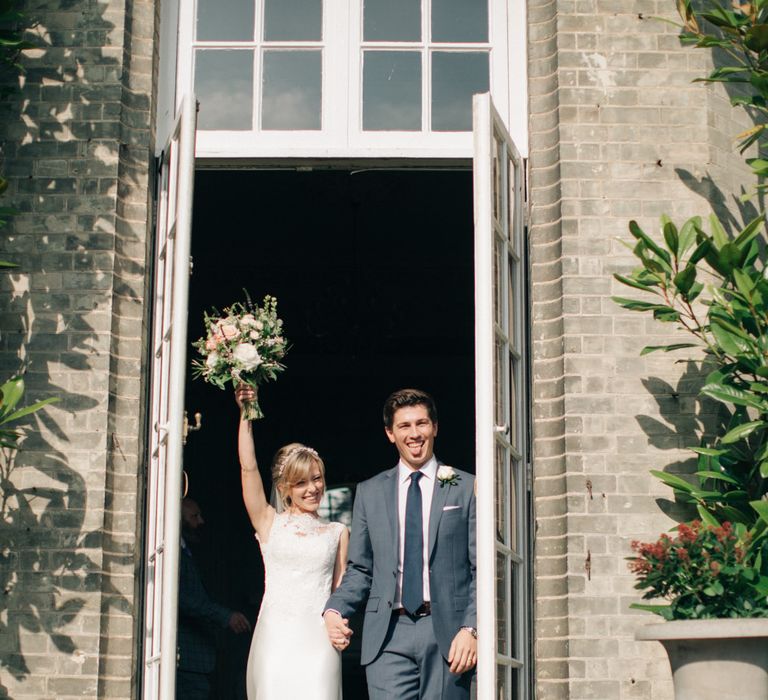 Bride in Pronovias Gown | Groom in J.Crew Suit | Elegant, Pastel Wedding at Hedsor House, Buckinghamshire | M & J Photography | Shoot It Yourself Films