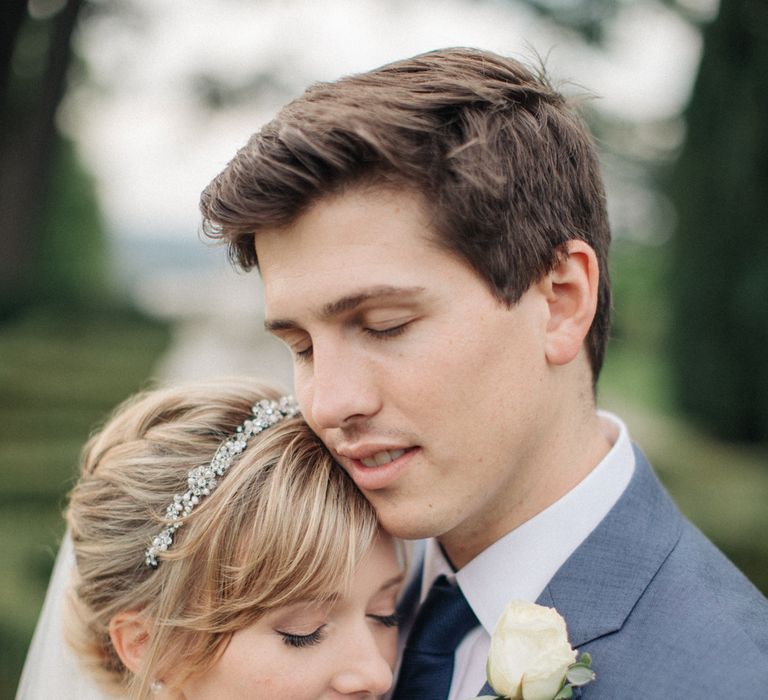 Bride in Pronovias Gown | Groom in Navy J.Crew Suit | Elegant, Pastel Wedding at Hedsor House, Buckinghamshire | M & J Photography | Shoot It Yourself Films